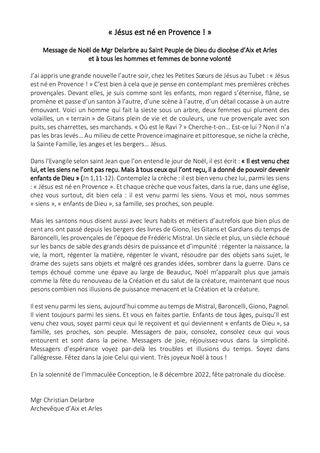08 12 2022 Message de Noel de Mgr Christian Delarbre