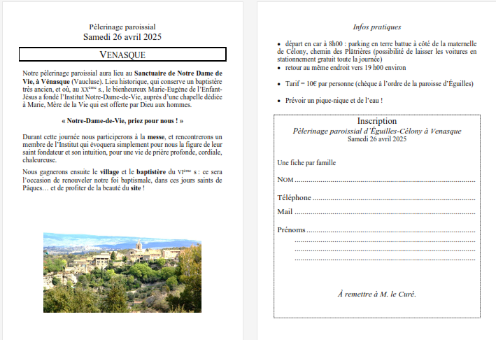 Inscription pelerinage Venasque