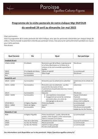 Visite Pastorale de notre évêque